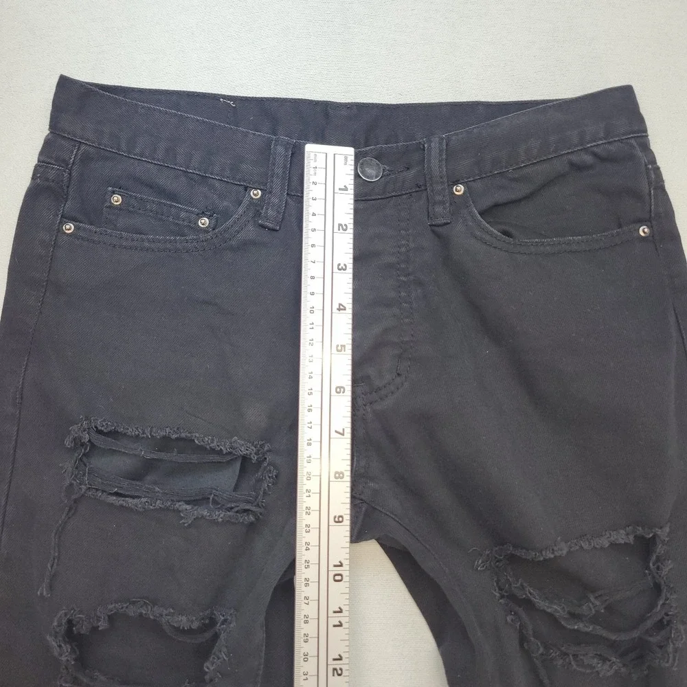 Mnml‎ Jeans Mens 29x31 Black Skinny Ankle Zip Distressed Streetwear Denim